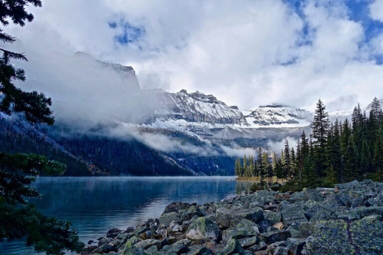 View of Lake With Mountain Range in the Background